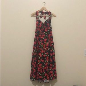 Cherry Print Backless Dress